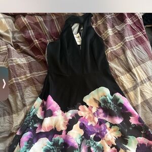 Charlotte Russe Black and Floral Backless Dress